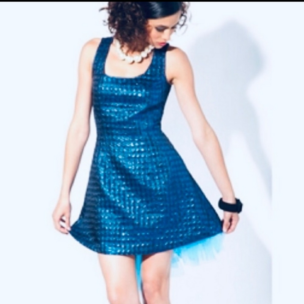 Betsey Johnson Metallic Blue Dress